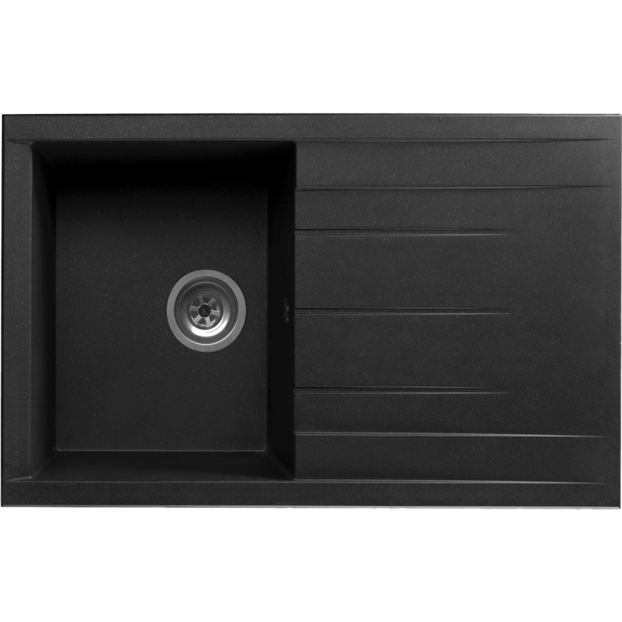 Rocklite Bredon Single Bowl Inset Black Composite Kitchen Sink with Reversible Drainer