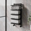 CAIRO700 Black Vertical Heated Towel Shelf Radiator 700 x 300mm - Cairo