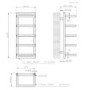 Black Vertical Heated Towel Shelf Radiator 700 x 300mm - Cairo