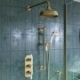ONLY OPENED - Brushed Brass Dual Outlet Wall Mounted Thermostatic Mixer Shower with Hand Shower - Cambridge