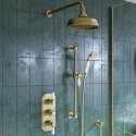 A1/CAMBBHASRK3VE ONLY OPENED - Brushed Brass Dual Outlet Wall Mounted Thermostatic Mixer Shower with Hand Shower - Cambridge