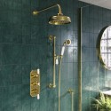 CAMBBHASRK3VE Brushed Brass 2 Outlet Wall Mounted Thermostatic Mixer Shower Set with Hand Shower - Cambridge