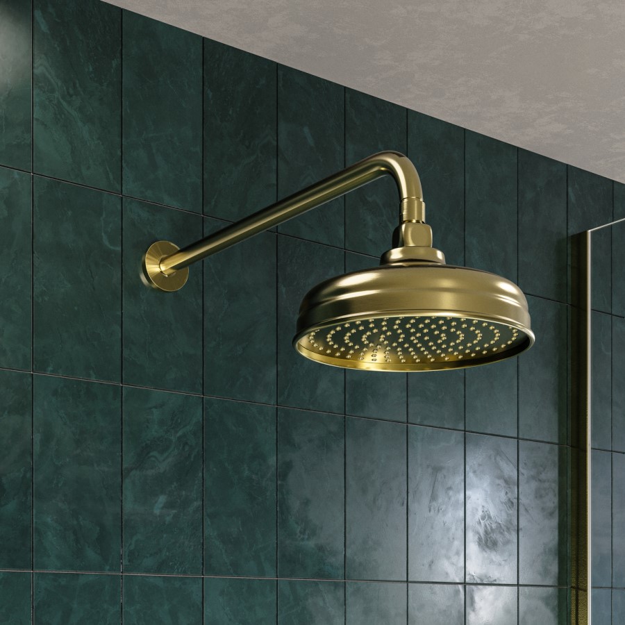 Brushed Brass 2 Outlet  Wall Mounted Thermostatic Mixer Shower Set with Hand Shower - Cambridge