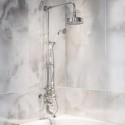 CAMCH3OEXP Chrome Traditional Thermostatic Bath Mixer Shower Set with Bath Filler Spout - Slide Rail Kit & Hand Shower - Camden