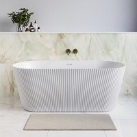 Matt White Freestanding Fluted Double Ended Bath 1650 x 740mm - Capri Matt White Freestanding Fluted Double Ended Bath 1650 x 740mm - Capri