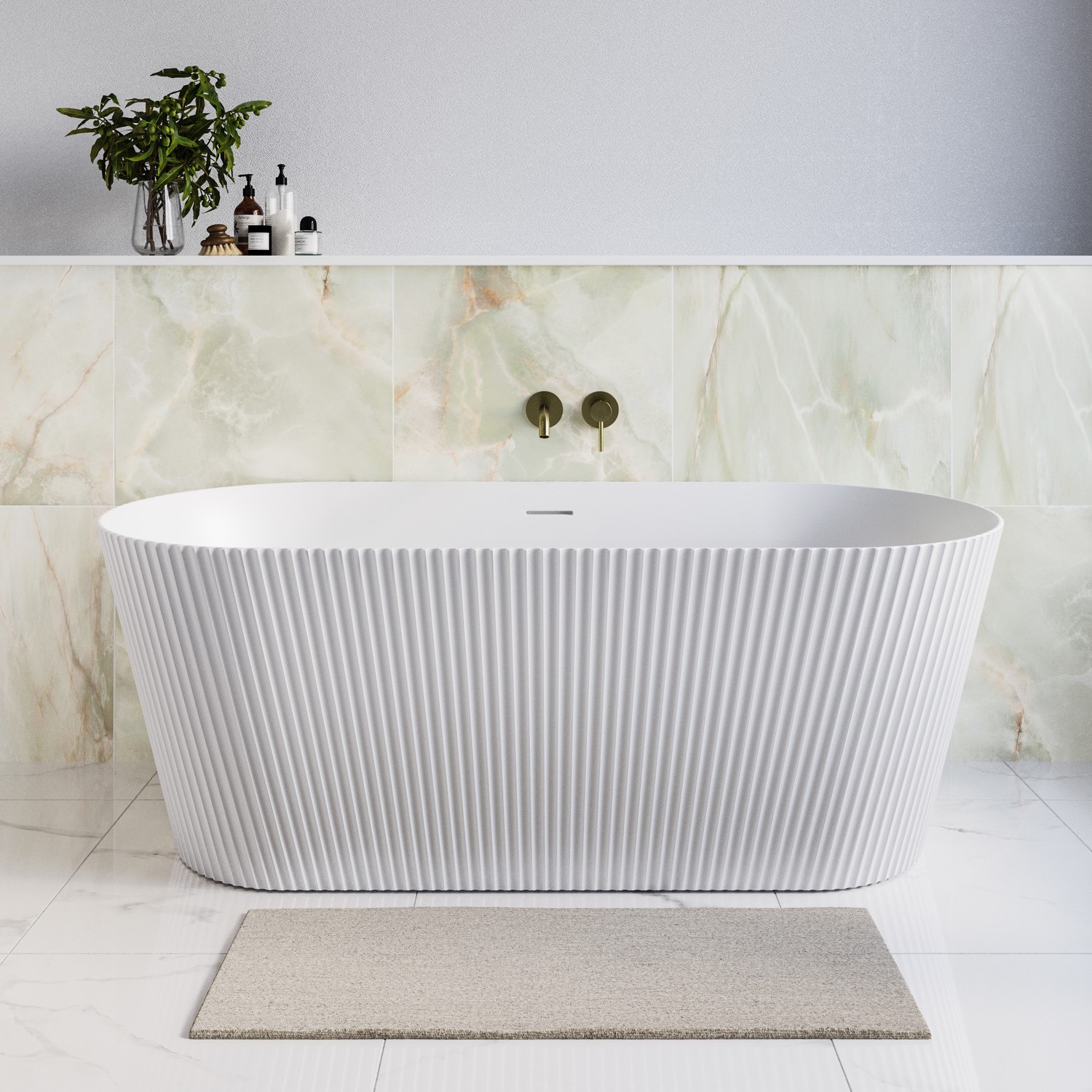 Capri White Matt Freestanding Fluted Double Ended Bath 1650 X 740Mm