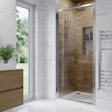 Chrome Hinged Door Shower Enclosure with shower tray 6mm Glass - Carina