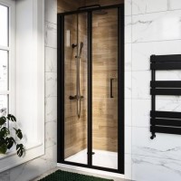 800mm Black Bi-Fold Shower Door 6mm Glass - Carina 800mm Black Bi-Fold Shower Door 6mm Glass - Carina
