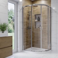 1000x800mm Chrome 6mm Glass Offset Quadrant Shower Enclosure - Carina