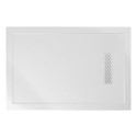 CAS100X80 1000x800mm Square Shower Tray 25mm with Linear Waste - White Stone Resin - Cascade