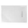 1000x900mm Rectangular Low-Profile Shower Tray 25mm with Linear Waste - White Stone Resin - Cascade