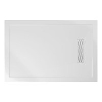 1500x800mm Square Shower Tray 25mm with Linear Waste - White Stone Resin - Cascade