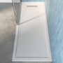 1700x800mm Rectangular Low-Profile Shower Tray 25mm with Linear Waste - White Stone Resin - Cascade