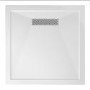 900x900mm Square Shower Tray 25mm with Linear Waste - White Stone Resin - Cascade