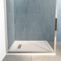 900x900mm Square Low-Profile Shower Tray 25mm with Linear Waste - White Stone Resin - Cascade