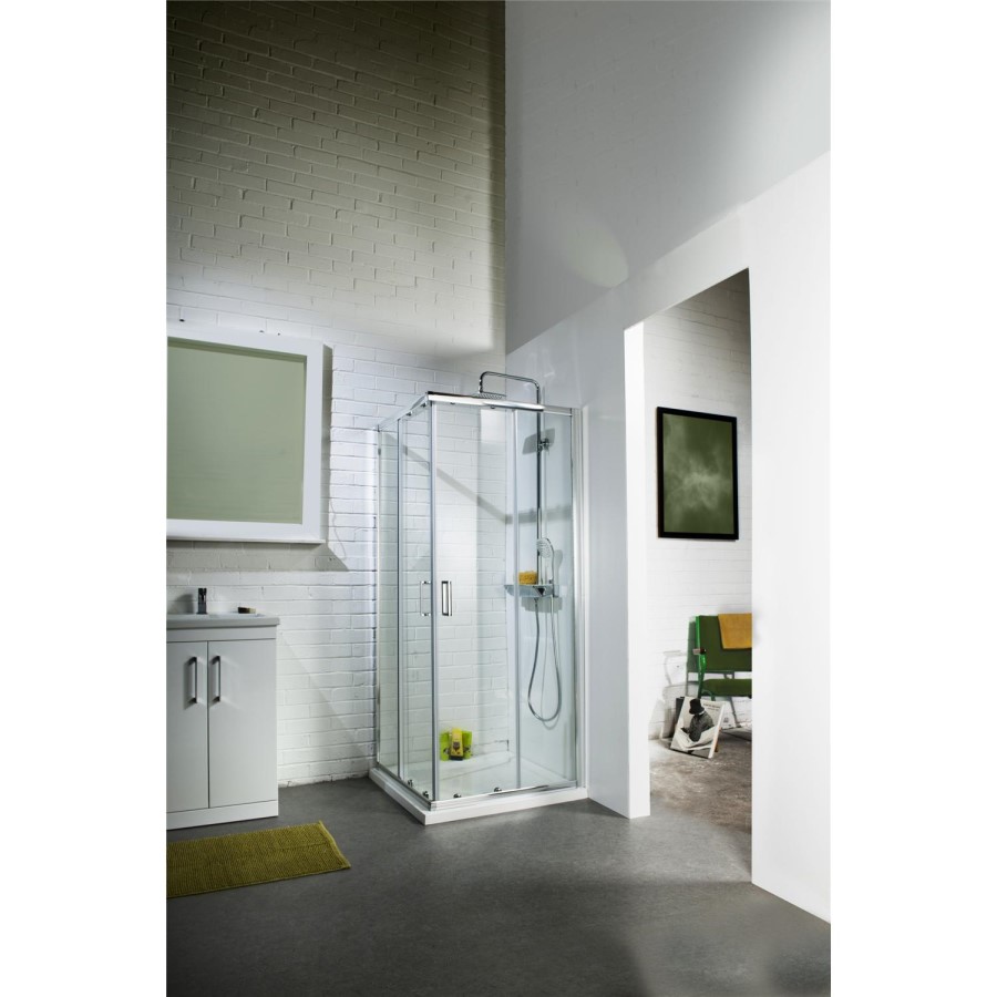 Corner Entry Sliding Shower Enclosure 800mm - 6mm Glass - Claritas Range