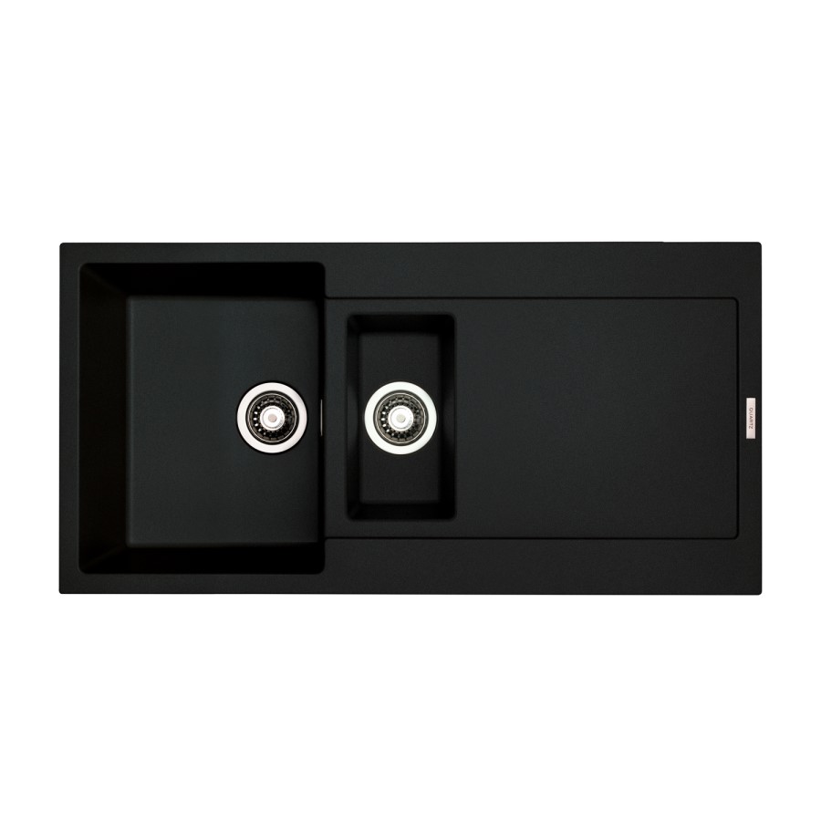 1.5 Bowl Inset Black Granite Kitchen Sink with Reversible Drainer - Essence