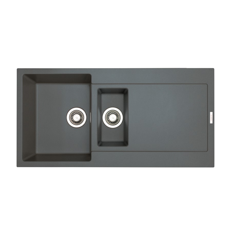 1.5 Bowl Inset Black Granite Kitchen Sink with Reversible Drainer - Essence