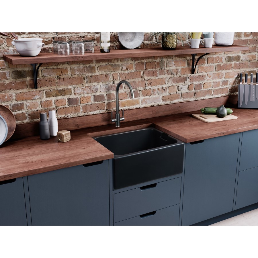 Belfast Single Bowl Anthracite Grey Ceramic Kitchen Sink - Rangemaster Farmhouse