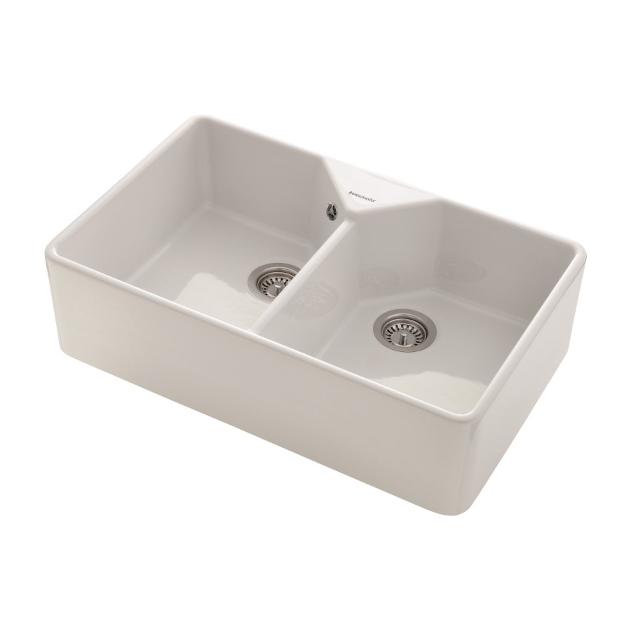 Rangemaster Double Bowl Undermount Belfast White Ceramic Kitchen Sink
