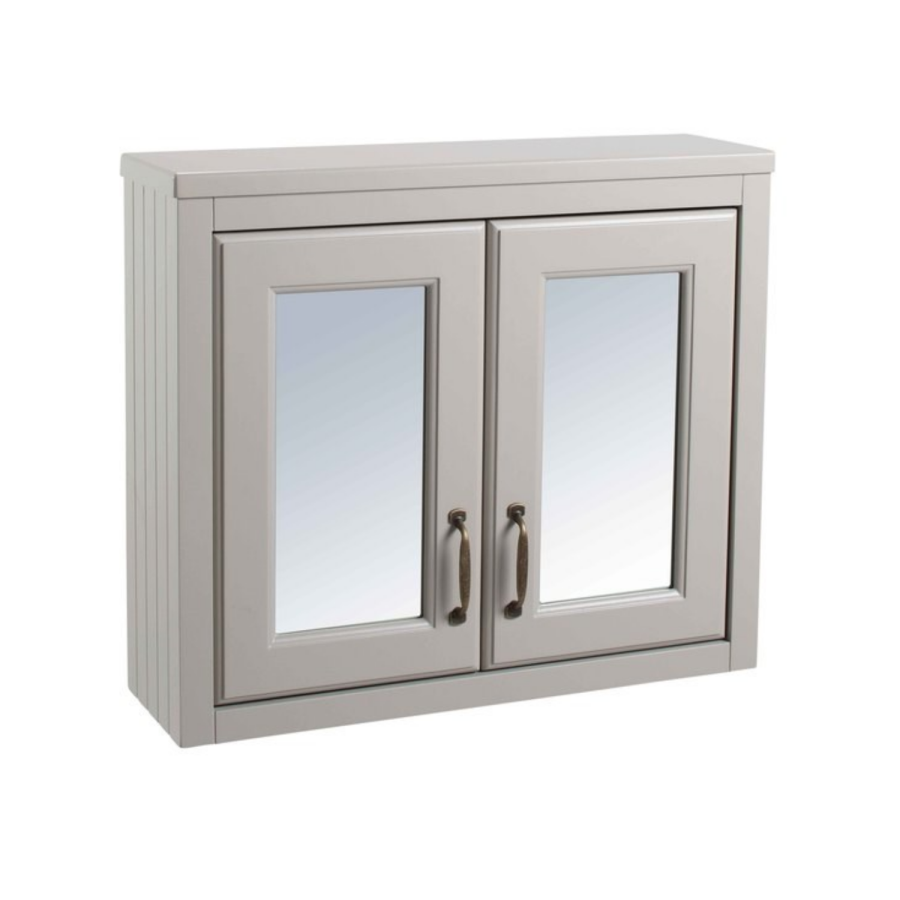 Grey Traditional Bathroom Mirror Cabinet - W700mm