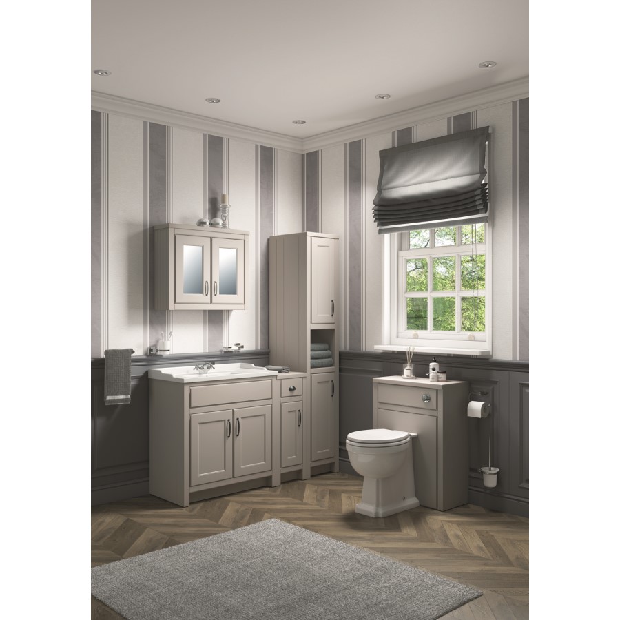 Grey Traditional Free Standing Tall Bathroom Storage Cabinet - H1900mm