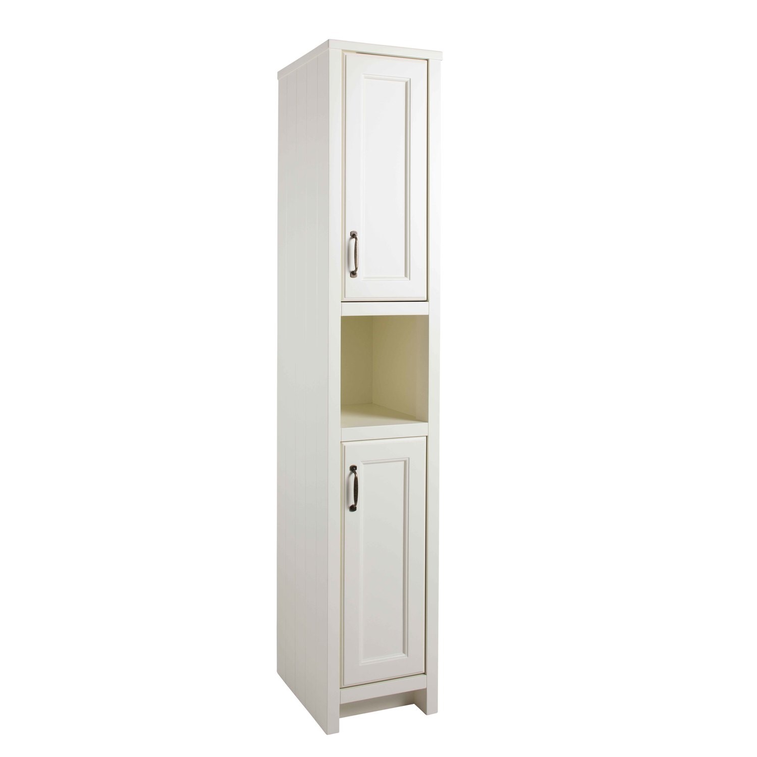 White Traditional Free Standing Tall Bathroom Storage Cabinet