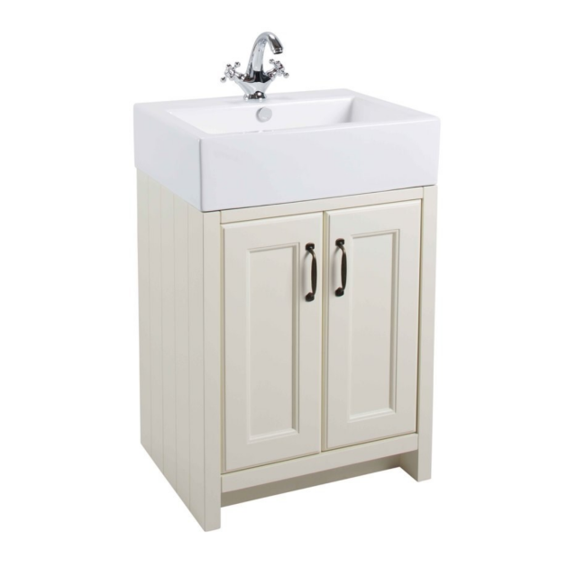 White Traditional Bathroom Vanity Unit & Basin - 570mm Wide
