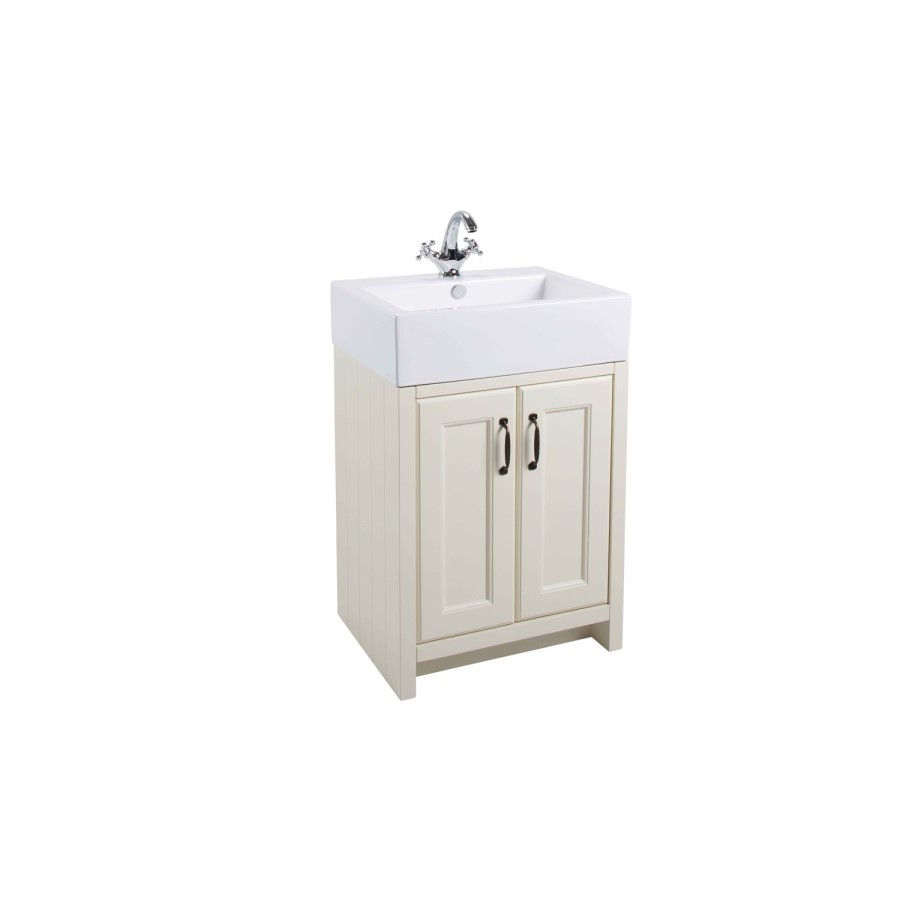 White Traditional Bathroom Vanity Unit & Basin - 570mm Wide