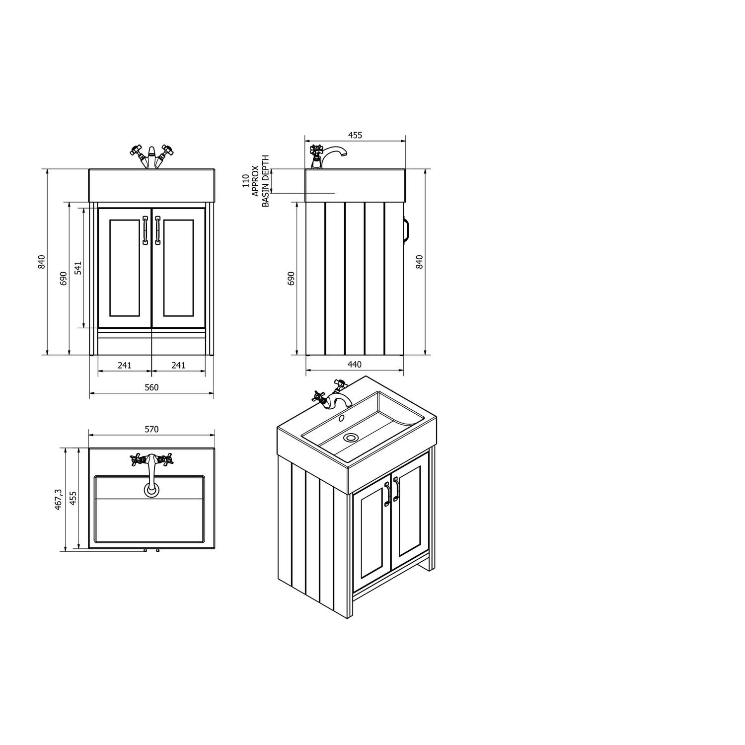 White Traditional Bathroom Vanity Unit Basin 570mm Wide Better Bathrooms White Traditional Bathroom Vanity Unit Basin 570mm Wide Better Bathrooms