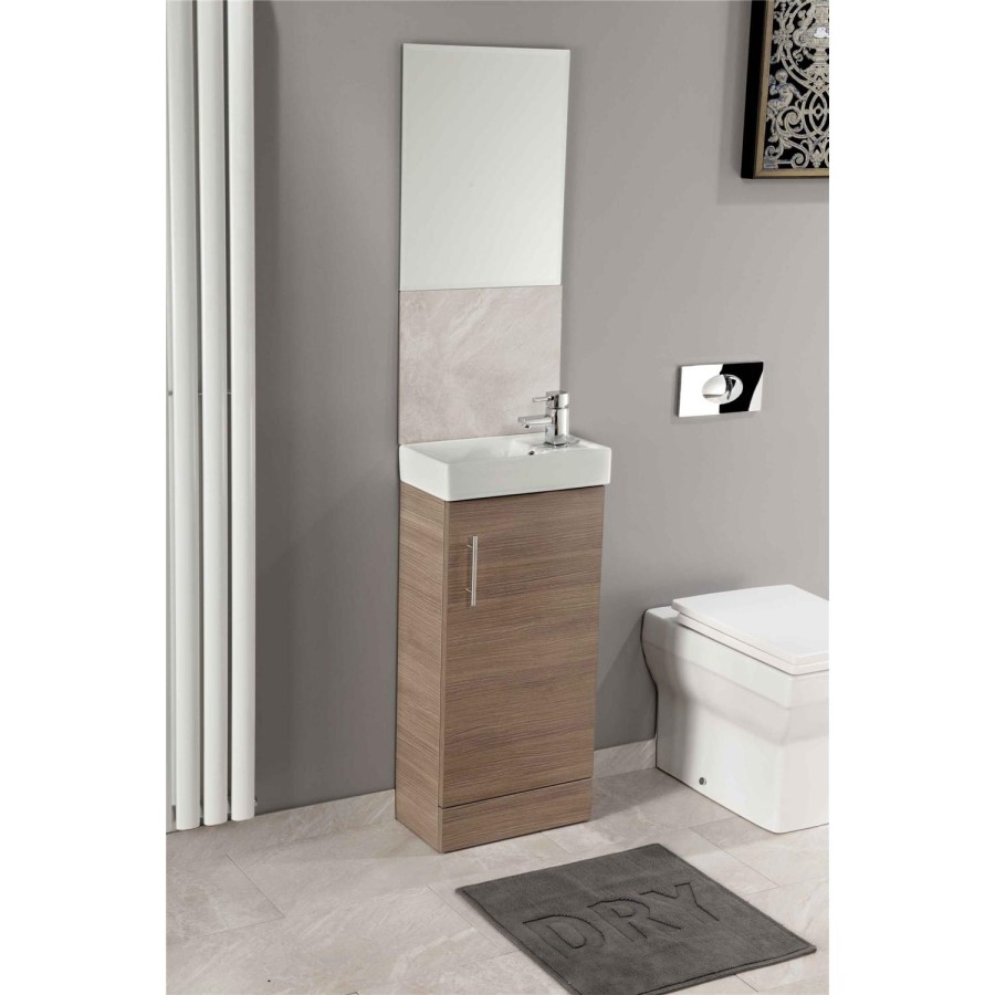 Oak Cloakroom Vanity Unit & Basin - W400 x H860mm
