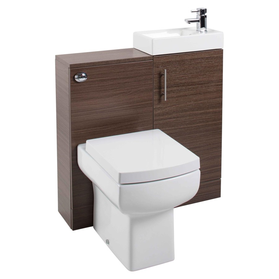Walnut Cloakroom Vanity Unit & Basin - W400 x H860mm