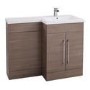 Oak Right Hand Bathroom Vanity Unit & Basin Furniture Suite - W1090mm - Includes Mid Edge Basin Only