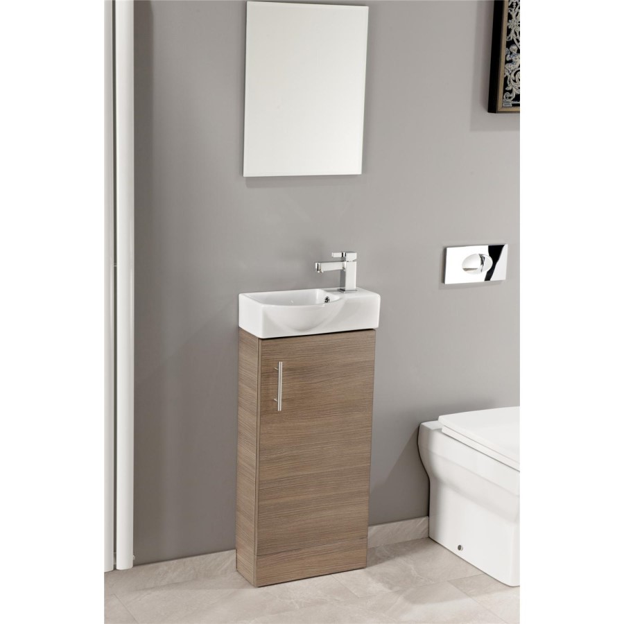 Oak Cloakroom Vanity Unit & Basin - W400 x H885mm