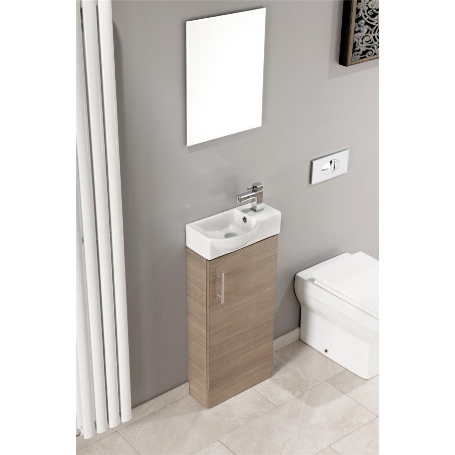 Oak Cloakroom Vanity Unit & Basin - W400 x H885mm