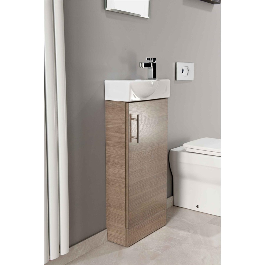 Oak Cloakroom Vanity Unit & Basin - W400 x H885mm