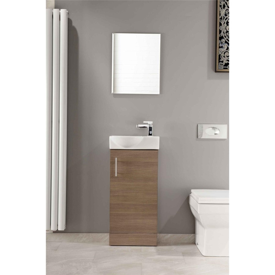 Oak Cloakroom Vanity Unit & Basin - W400 x H885mm