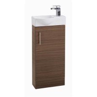 Walnut Cloakroom Vanity Unit & Basin - W400 x H860mm