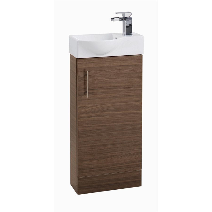 Walnut Cloakroom Vanity Unit & Basin - W400 x H860mm