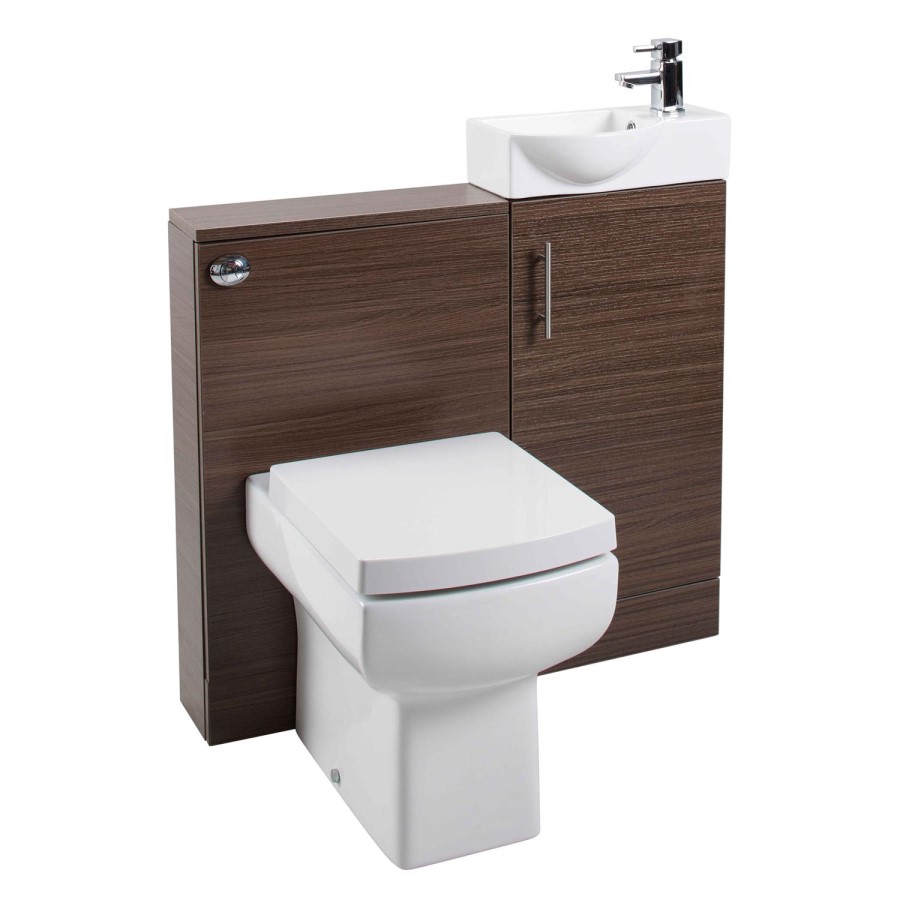 Walnut Cloakroom Vanity Unit & Basin - W400 x H860mm
