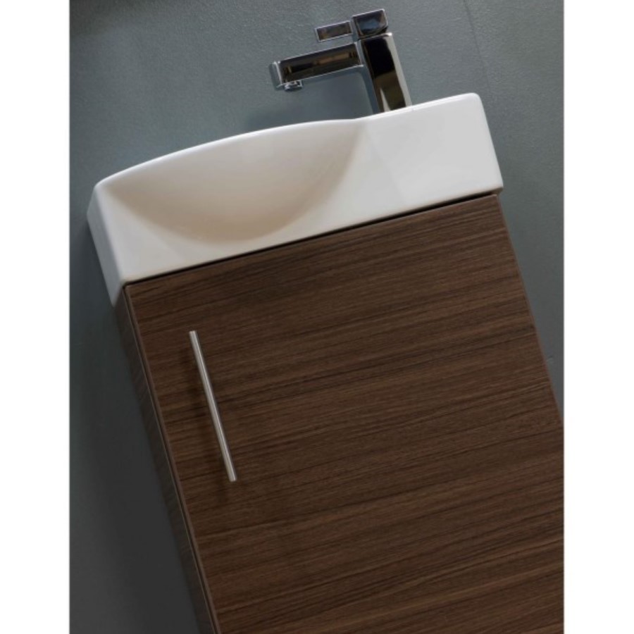 Walnut Cloakroom Vanity Unit & Basin - W400 x H860mm