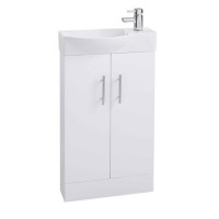 White Double Door Bathroom Vanity Unit & Basin - W505 x H885mm