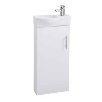 White Single Door Bathroom Vanity Unit & Basin - W400 x H885mm