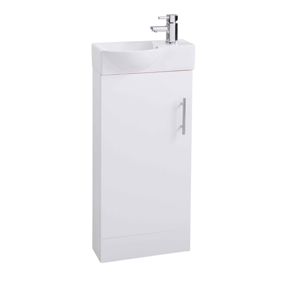 White Single Door Bathroom Vanity Unit & Basin - W400 x H885mm