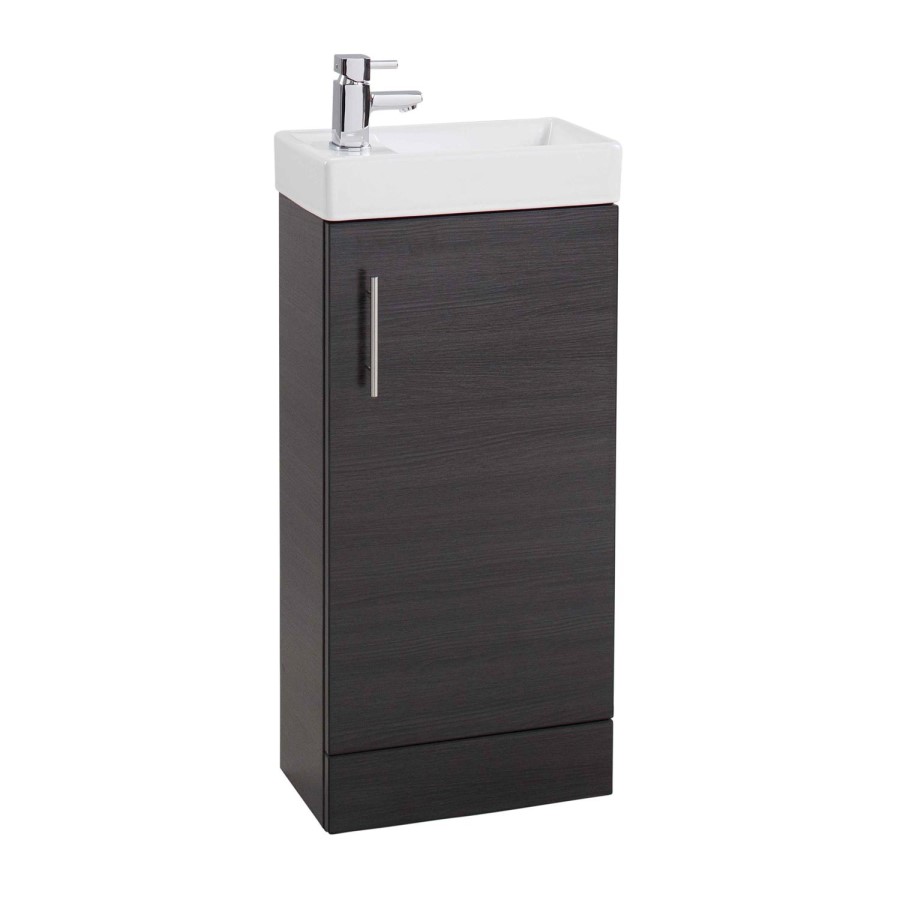 Black Single Door Bathroom Vanity Unit & Basin - W400 x H860mm