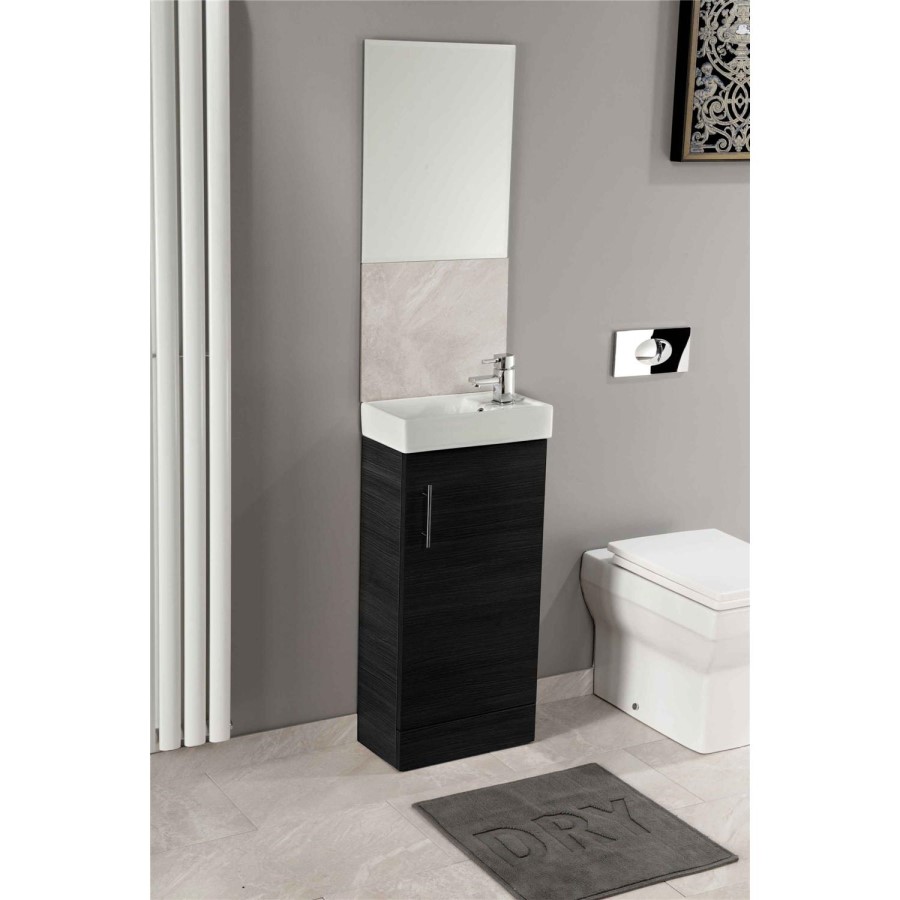 Black Single Door Bathroom Vanity Unit & Basin - W400 x H860mm
