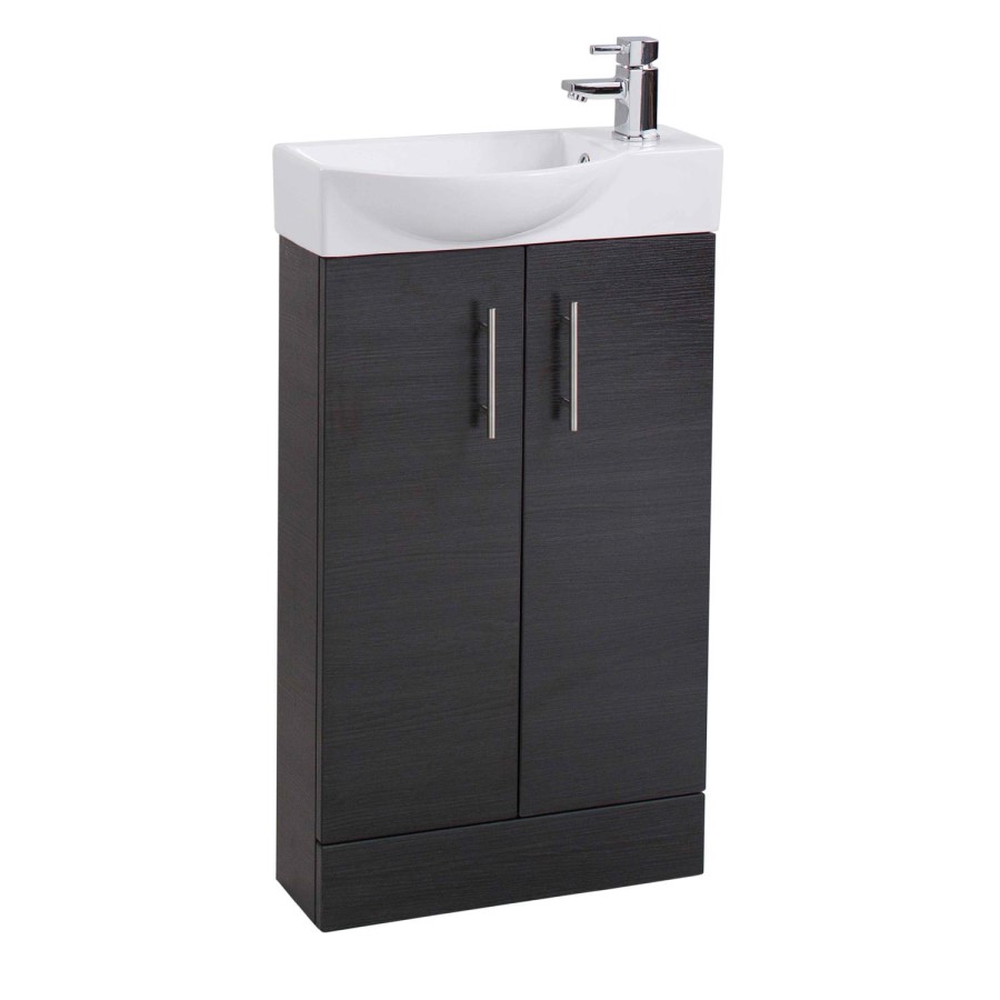 Black Double Door Bathroom Vanity Unit & Basin - W505 x H885mm