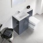 Anthracite Bathroom Vanity Unit Furniture Suite Left Hand - W1090mm - Includes Thin Edge Basin Only