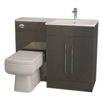 Anthracite Bathroom Vanity Unit Furniture Suite Right Hand - W1090mm - Includes Thin Edge Basin Only
