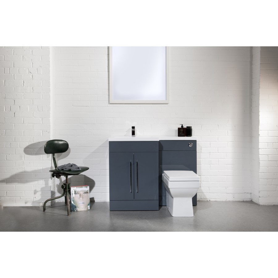 Anthracite Bathroom Vanity Unit Furniture Suite Right Hand - W1090mm - Includes Thin Edge Basin Only